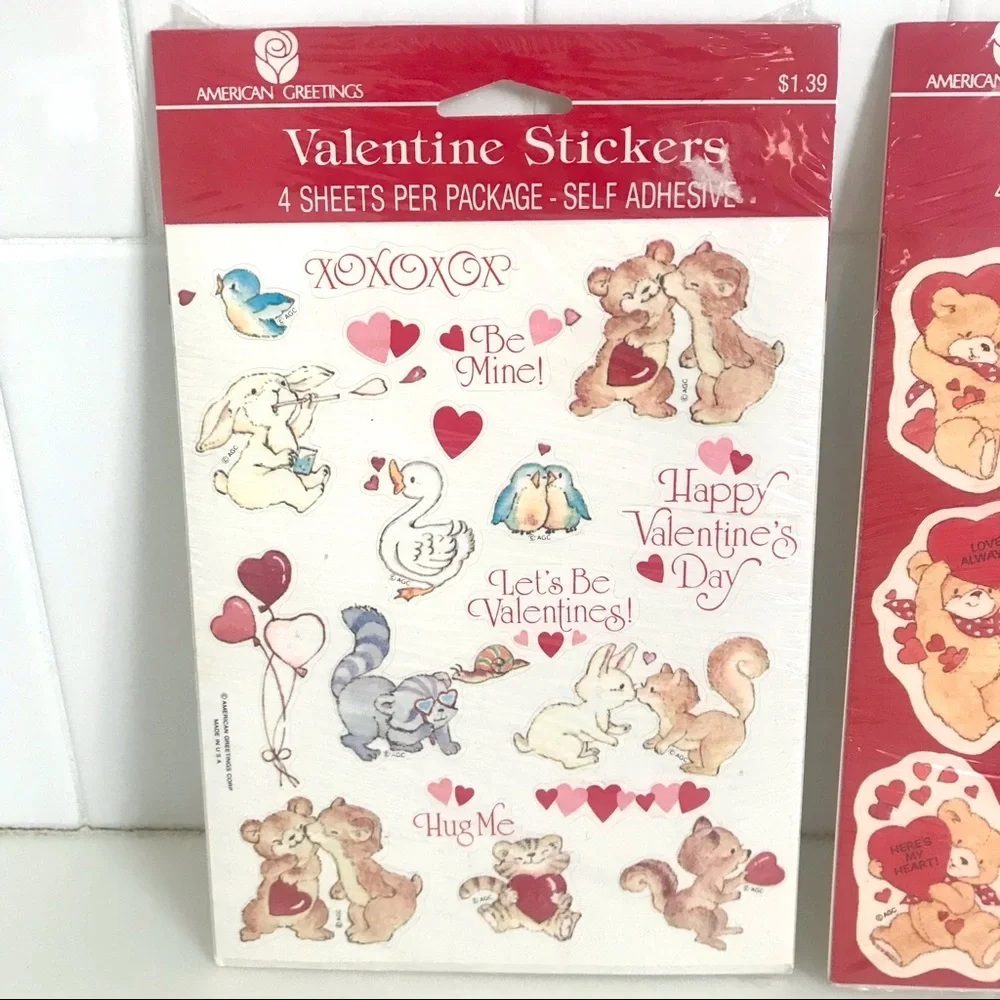 Vintage 80’s animals love valentines sticker packs